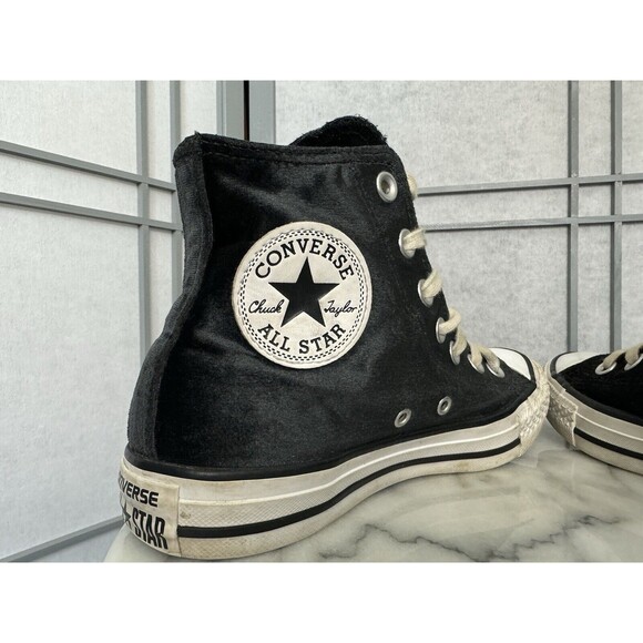 Womens Converse All Stars 557929F BLACK VELVET HIGHT TOP LACE UP SNEAKERS Size 7 - Picture 5 of 9